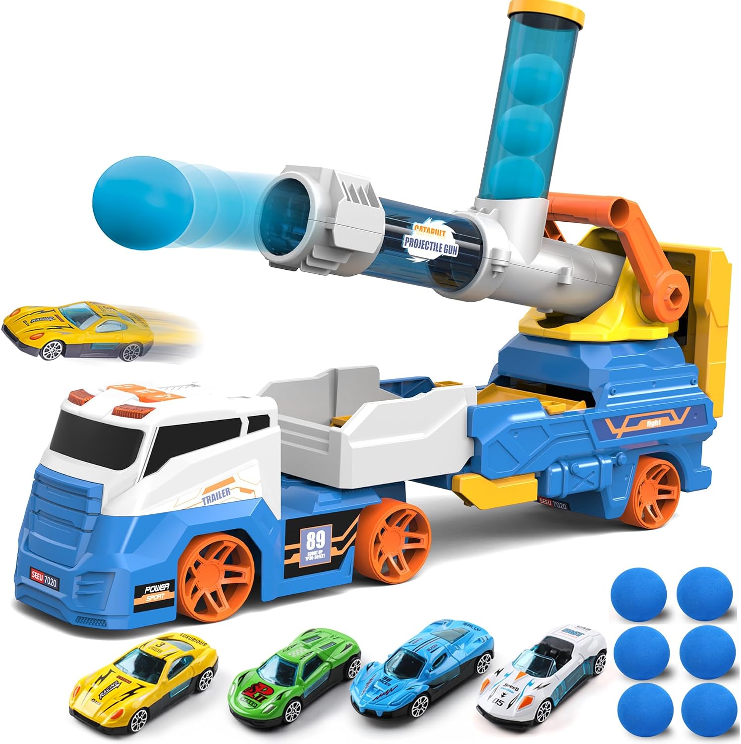 NDwi Dowellin Transport Truck Toy with Cars & Foam Balls