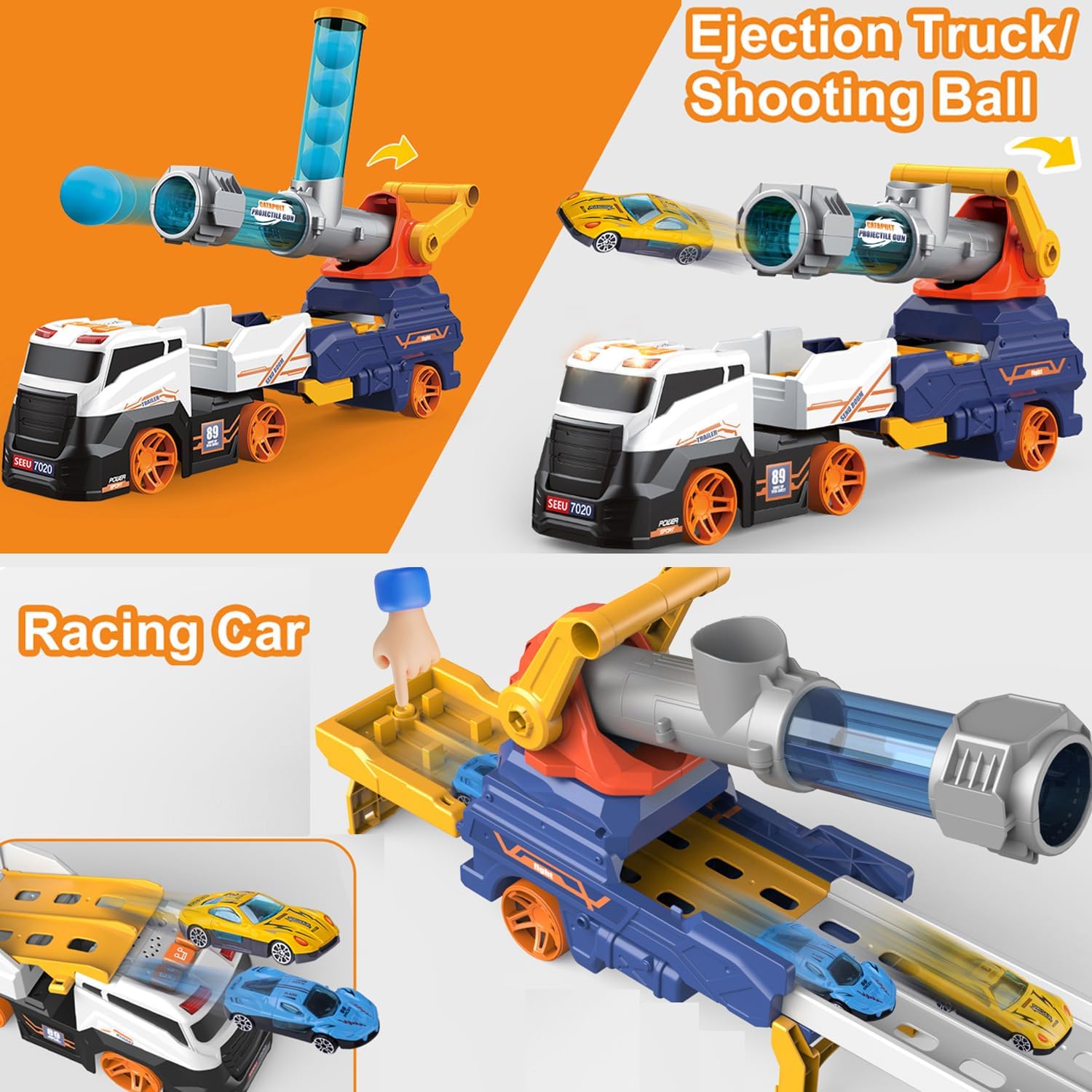 NDwi Dowellin Transport Truck Toy with Cars & Foam Balls