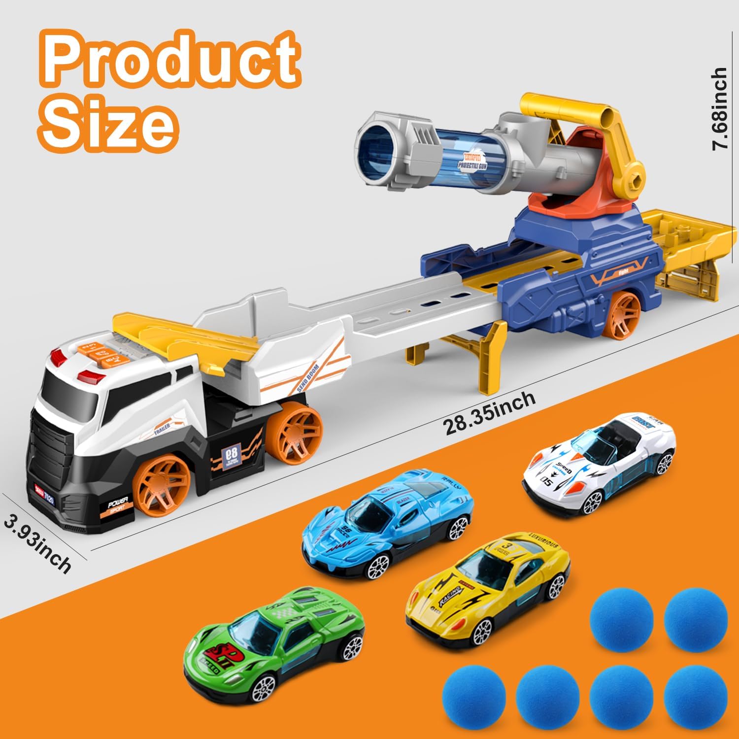 NDwi Dowellin Transport Truck Toy with Cars & Foam Balls