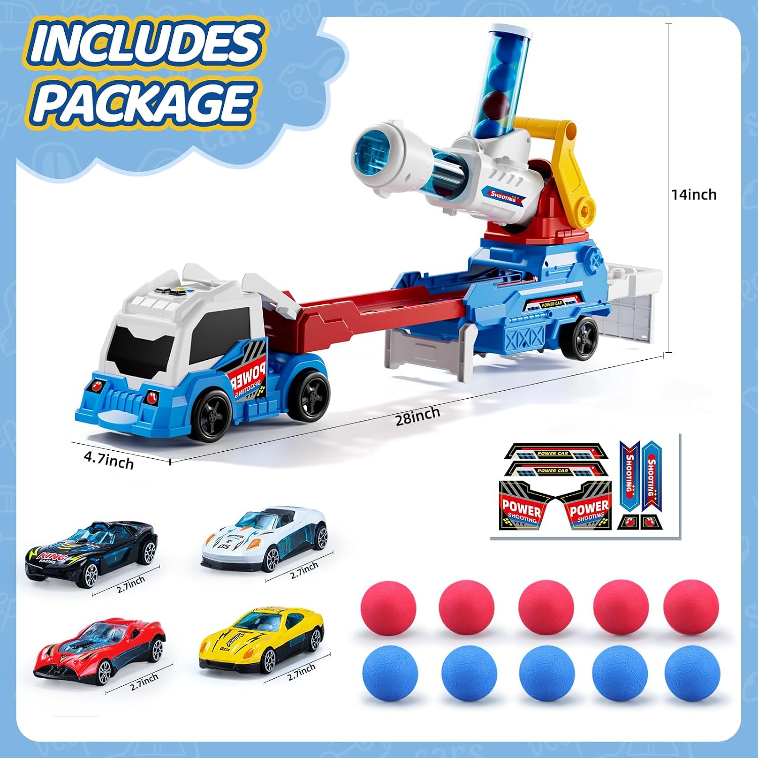 AuroTops Toy Truck with Racing Cars & Lights