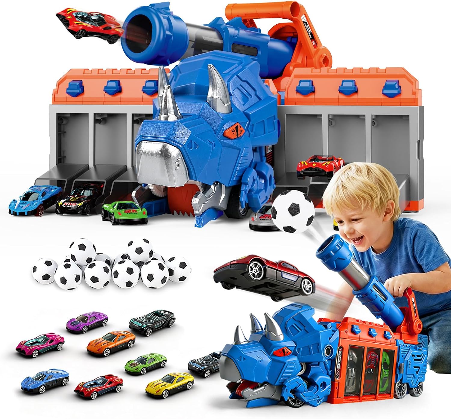 LuckFuture Triceratops Dinosaur Launcher Truck Toy