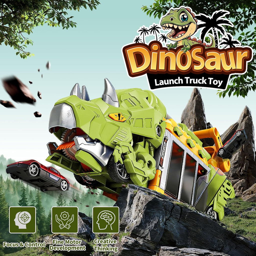 LuckFuture Triceratops Dinosaur Launcher Truck Toy