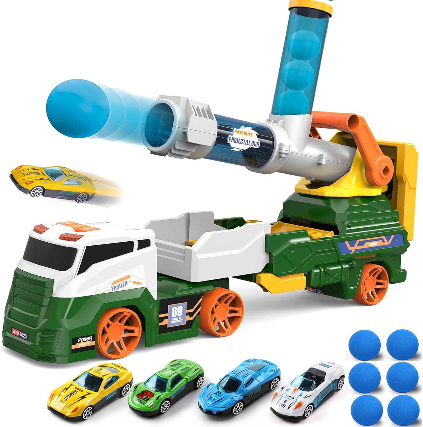NDwi Dowellin Transport Truck Toy with Cars & Foam Balls