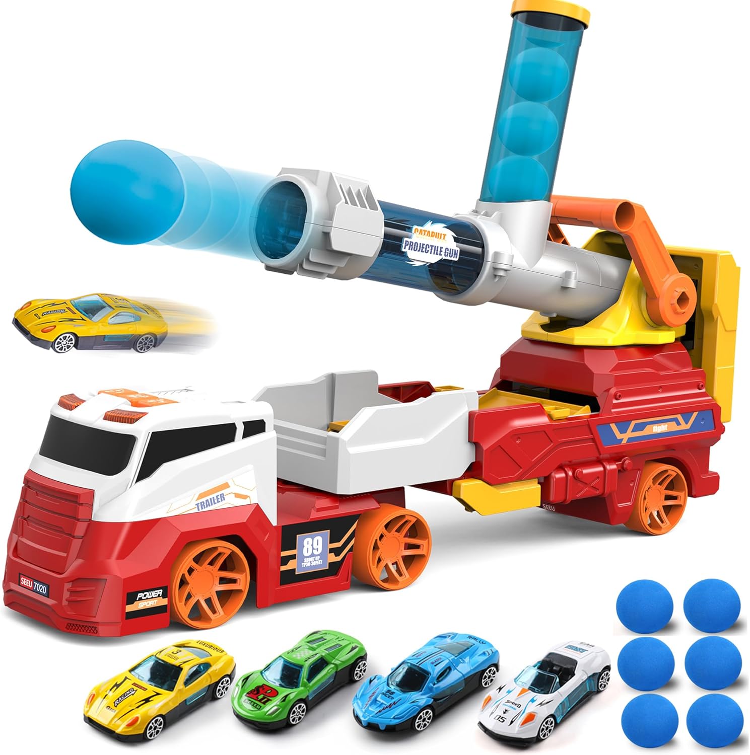NDwi Dowellin Transport Truck Toy with Cars & Foam Balls
