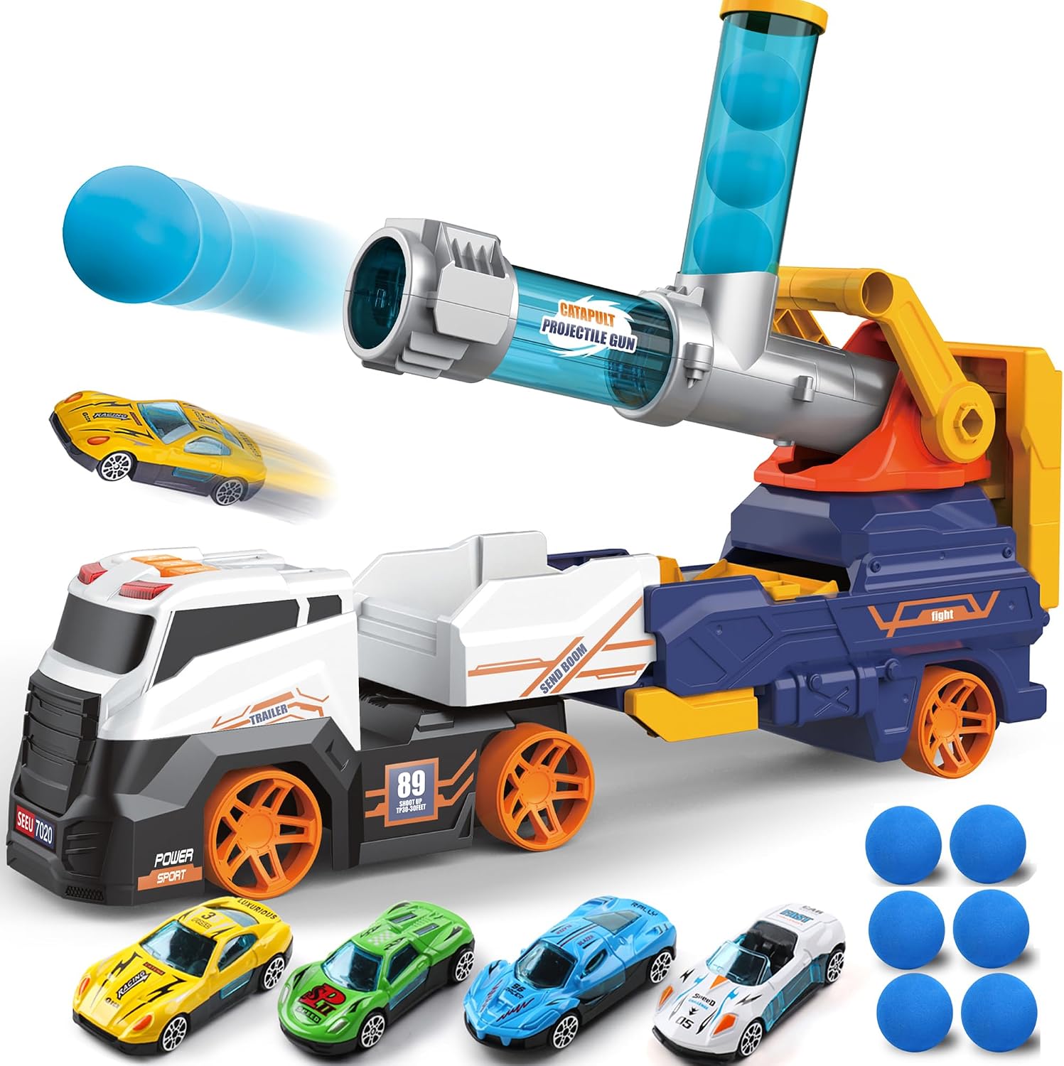 NDwi Dowellin Transport Truck Toy with Cars & Foam Balls