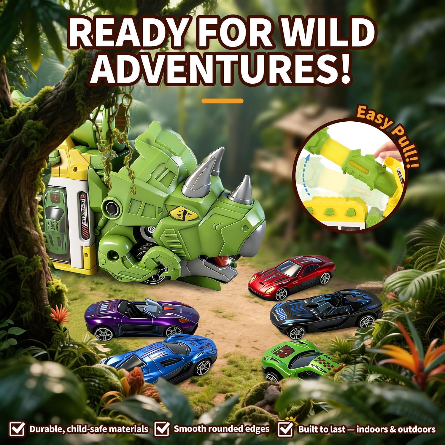 LuckFuture Triceratops Dinosaur Launcher Truck Toy