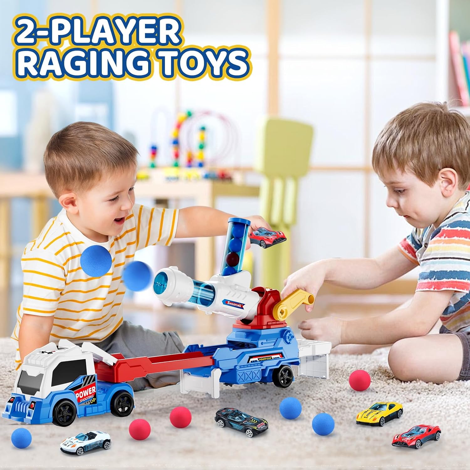 AuroTops Toy Truck with Racing Cars & Lights